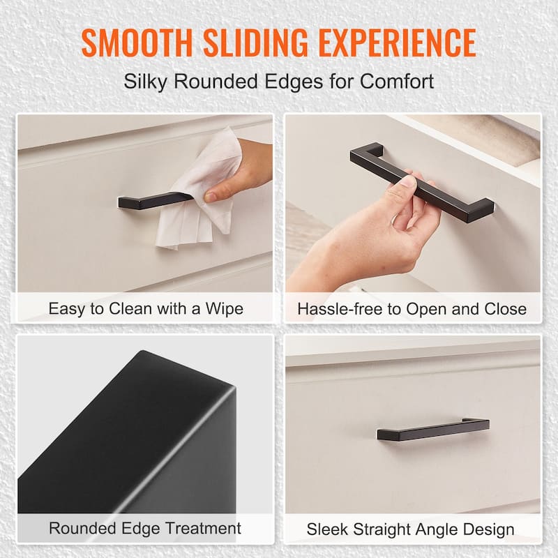 Matte Black Stainless Steel Cabinet Handles – 30 pcs, Drill-Free - 3.46 x 0.47 x 1.38 inches