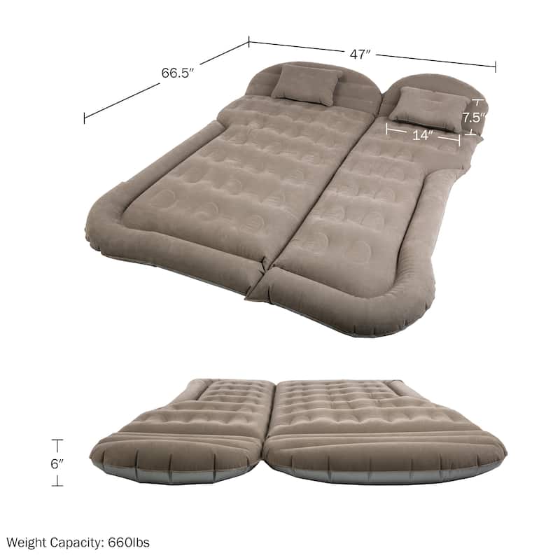 Inflatable Mattress - Car Air Mattress for SUV or Tent with Aux Outlet Pump and 2 Inflatable Pillows by Wakeman Outdoors