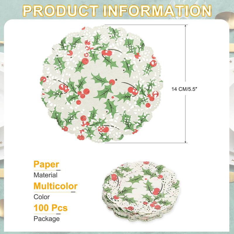 Paper Doilies Round Lace Decorative Placemats, Multicolor - Multicolor-100Pcs - 3.5 Inch