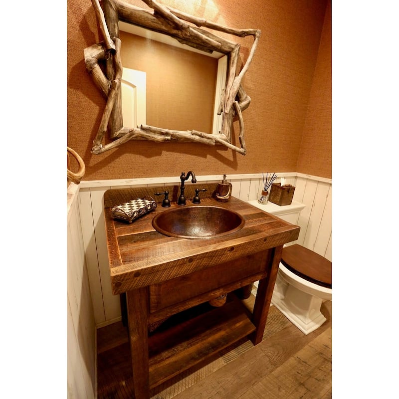 20-in Master Bath Oval Self Rimming Hammered Copper Bathroom Sink (LO20RDB)
