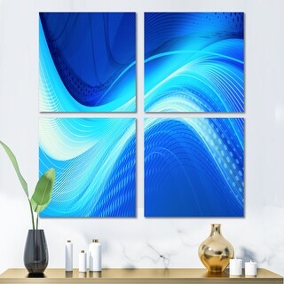Designart "Blue Hues Abstract" Modern Canvas Wall Art Print - Bed Bath