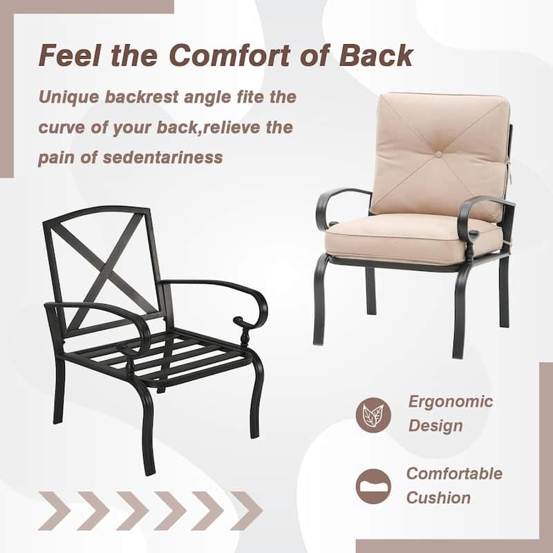 SUNCROWN 2-piece Outdoor Patio Cushioned Dining Chairs