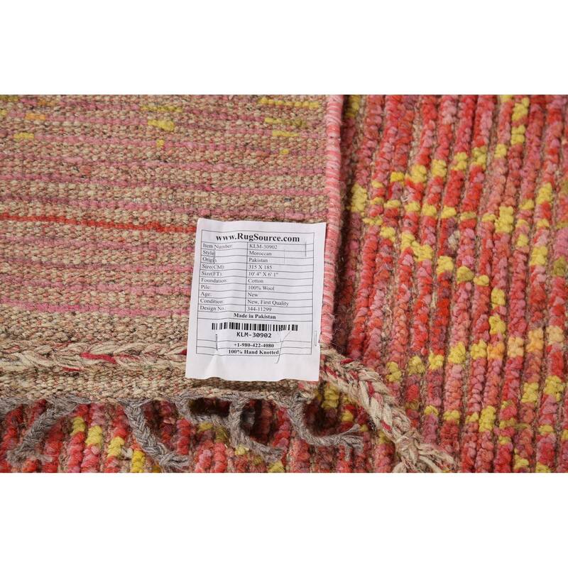 All-Over Moroccan Area Rug Hand-Knotted Wool Carpet - 6'1"x 10'4"