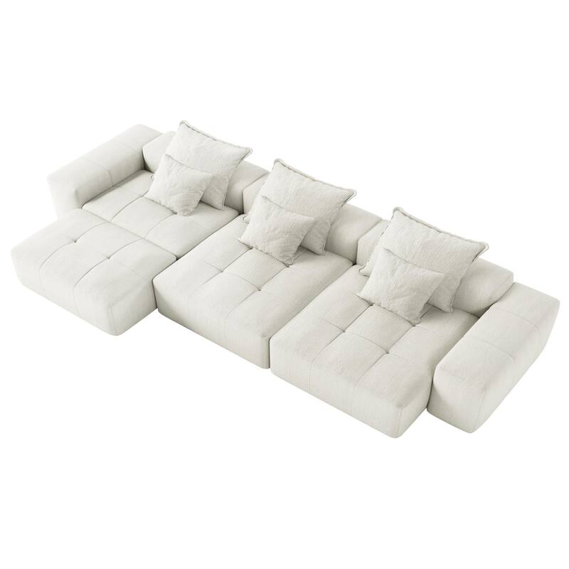 6 PCS DIY Combination Tufted Sofa Modern Oversized Modular Sectional Sofa with 6 Pillows,No Assembly Required