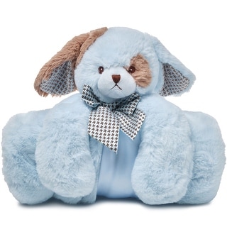 Bearington Waggles Blue Dog Plush Lovie, Large Security Blanket 28.5" x 28.5"