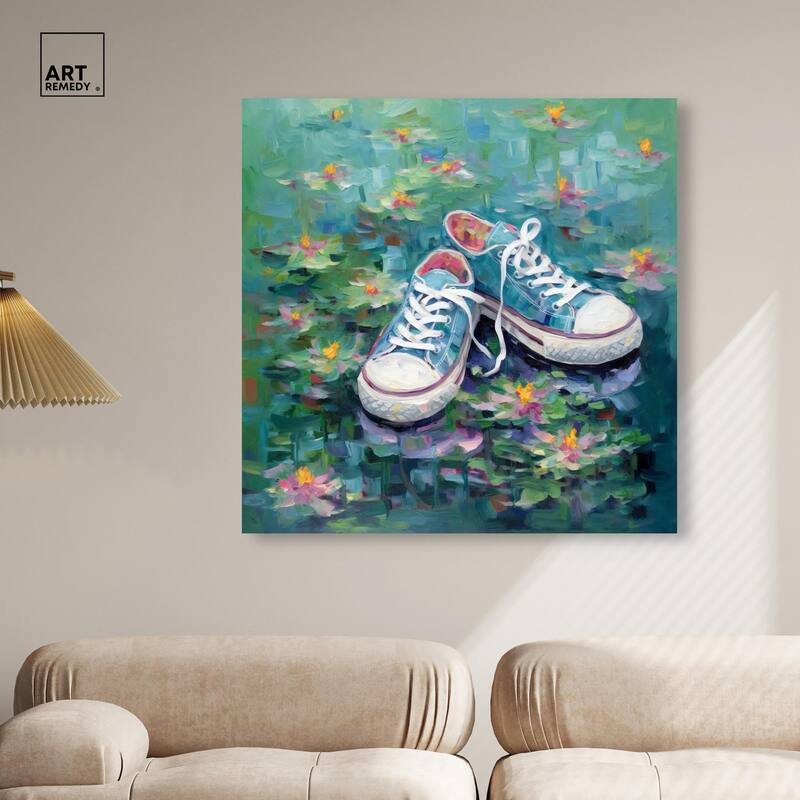 Lily Pad Sneakers II Canvas by Art Remedy, Gallery Wrapped