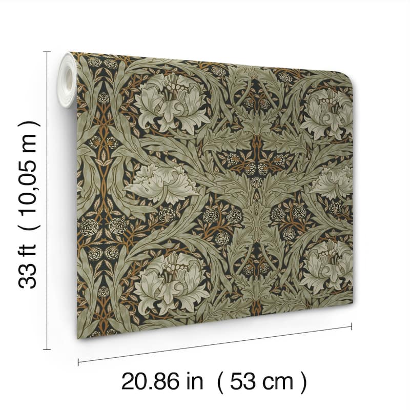 African Marigold Black Floral Wallpaper