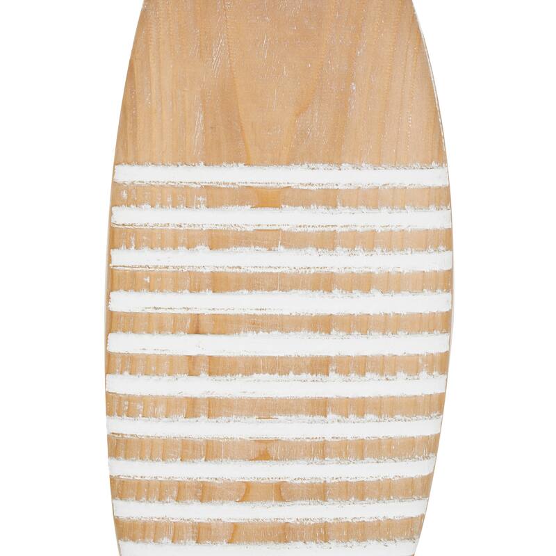 Brown Wood Fish Home Wall Decor with White Stripes and Hanging Rope (Set of 2)