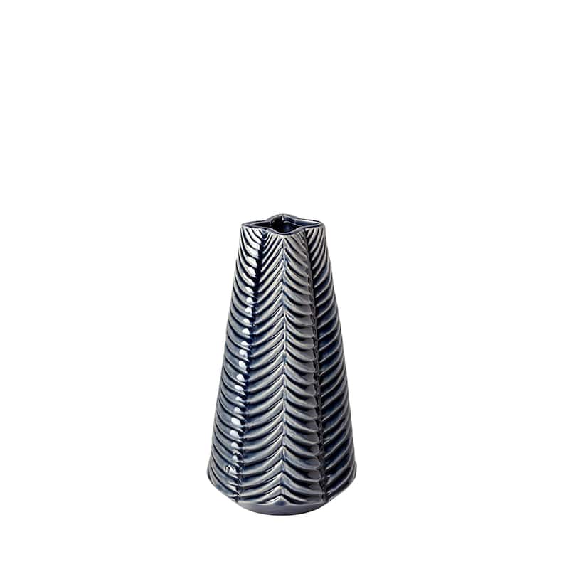 Bashir Dark Blue And White Ceramic Vase (16") - 5.1L x 5.1W x 10.2H