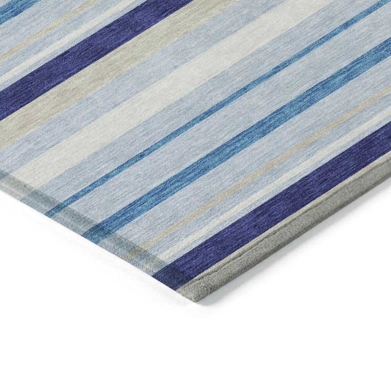 Machine Washable Indoor/ Outdoor Chantille Contemporary Stripes Rug