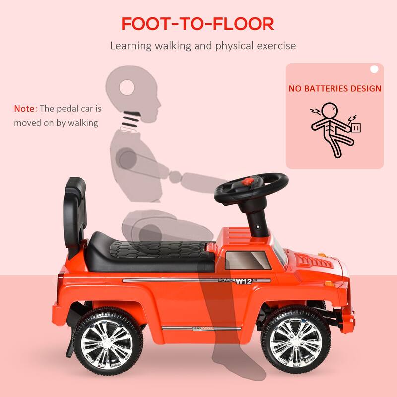 Kids Ride on Push Car, SUV Style Toddler Car with Horn, Music, Working Lights, and Hidden Storage for 18-36 Months - Red