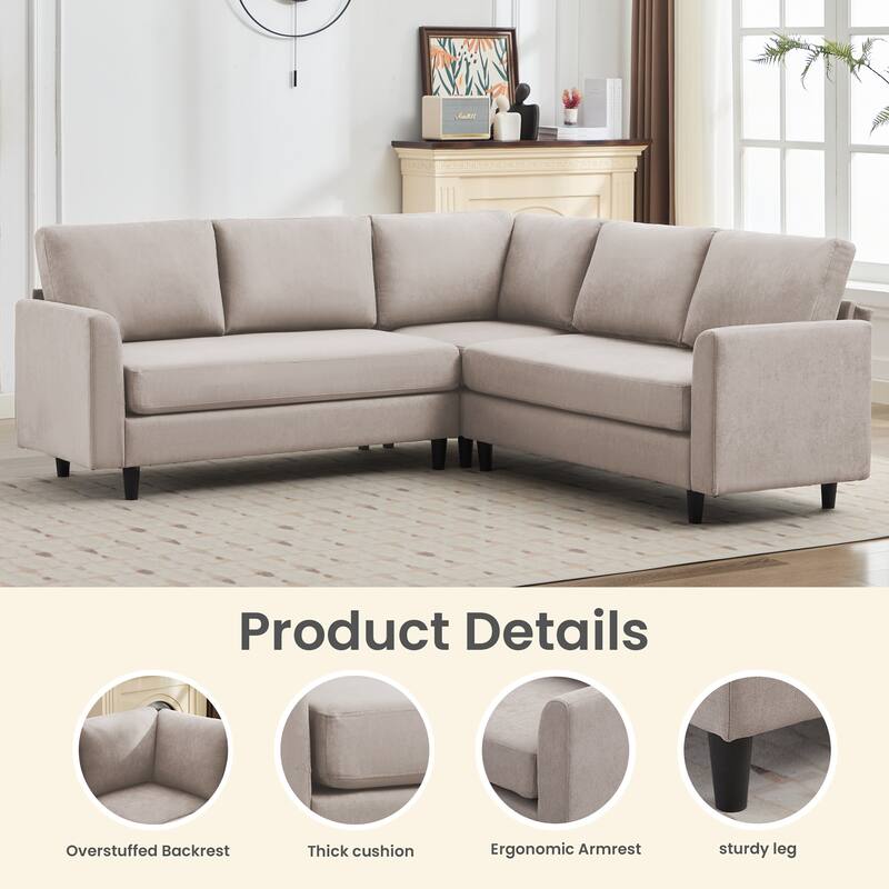 Snow Velvet Sectional Sofa