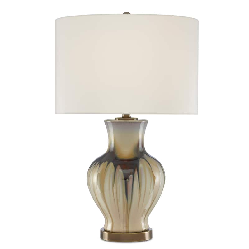 Currey & Company Muscadine Table Lamp - 27"h x 17"dia - 27"h x 17"dia - Cream/Brown/Antique Brass