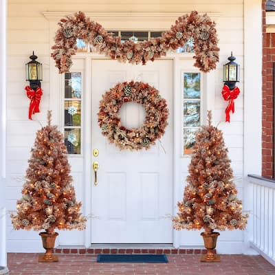4-Pieces Set Artificial Christmas Tree with Warm Lights