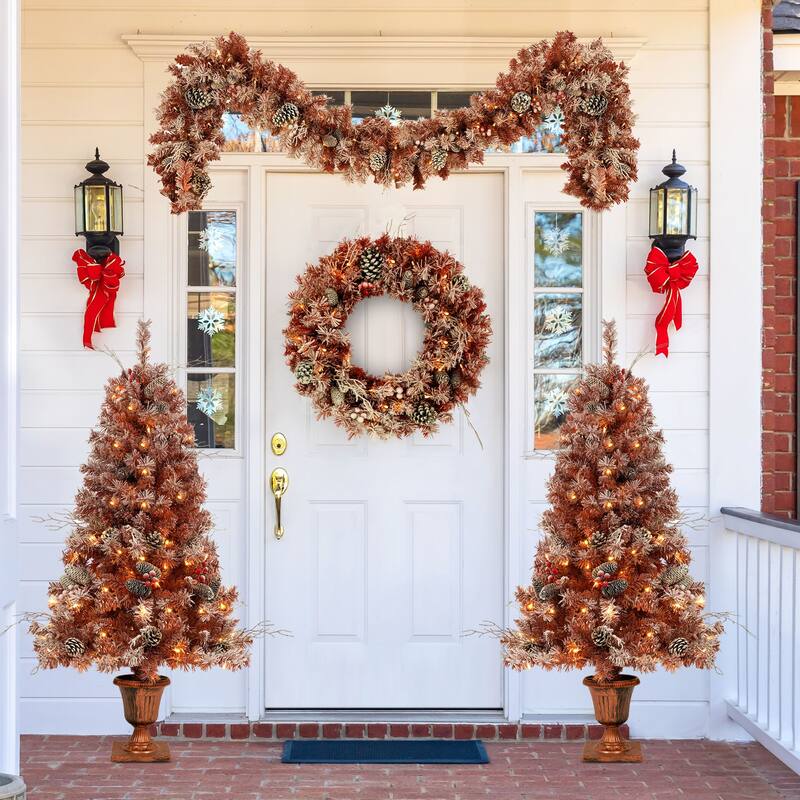 4-Pieces Set Artificial Christmas tree - Brown