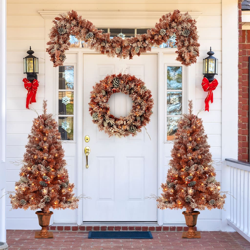 4-Pieces Set Artificial Christmas tree - Brown