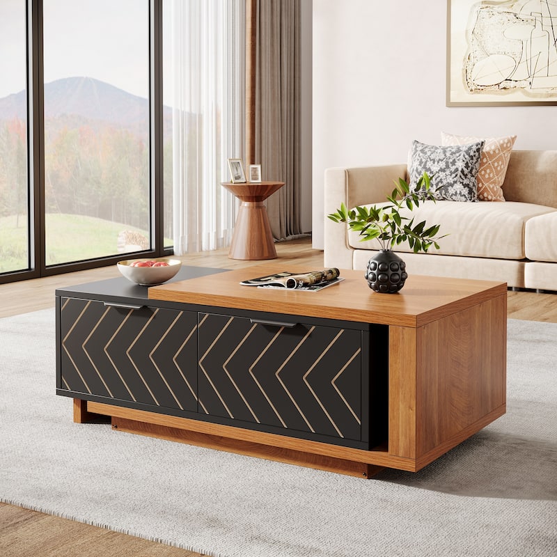 Extendable 2-drawer Coffee Table with Sliding Tabletop