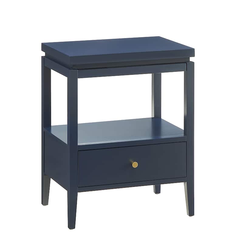 Modern Nightstand with Drawer and Floating Shelf Tapered Legs Design