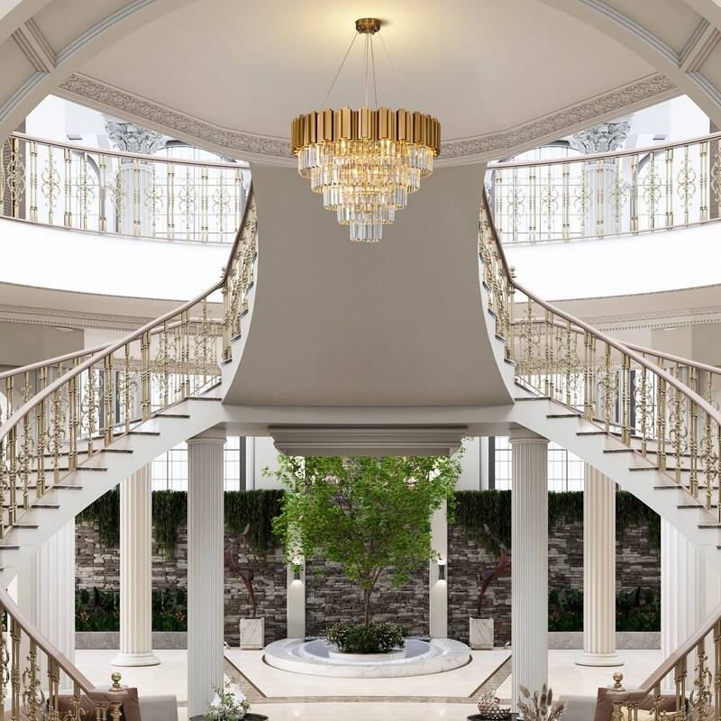 KAYLA Large Crystal Chandelier - 35.4"Modern 6-Tier 17-Light Chrome Ceiling Light, Luxury K9 Crystal