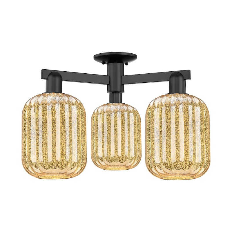 Innovations Lighting 716-3F-14-24 Preston Semi-Flush Cylinder Preston - Matte Black / Mercury