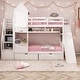 preview thumbnail 1 of 42, Castle Style Bunk Bed w/2 Drawers, 3 Shelves & Slide White - Twin