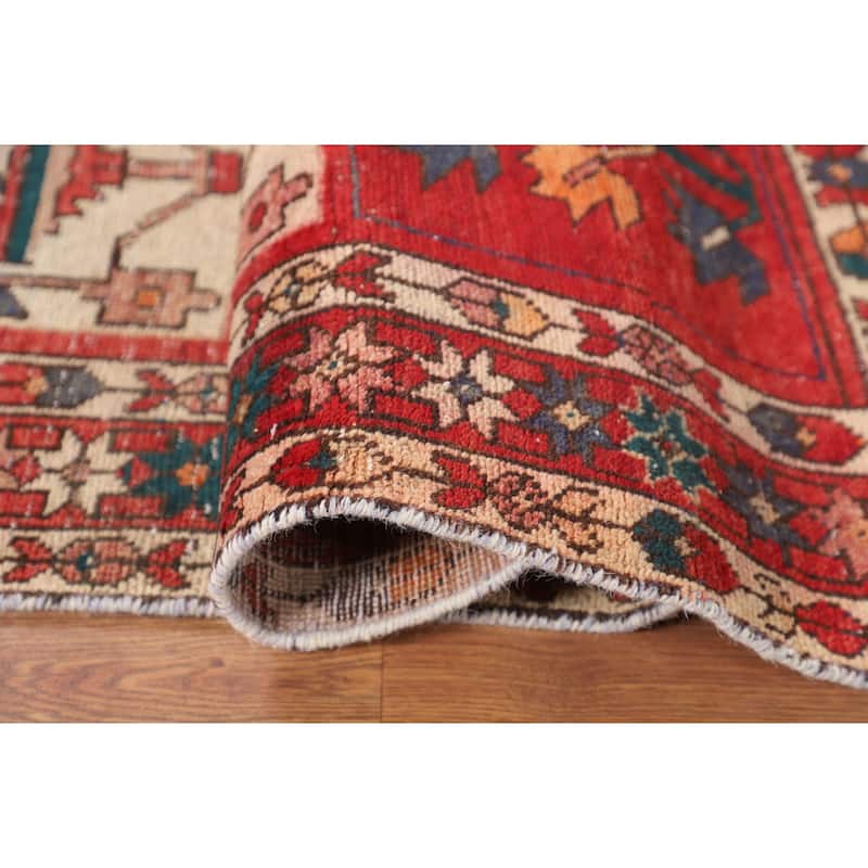 Distressed Bakhtiari Persian Vintage Rug Handmade Wool Carpet - 4'8" x 6'5"