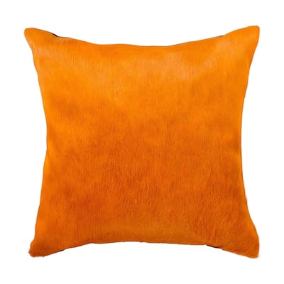 HomeRoots Set of Two 18" Orange Cowhide Throw Pillows