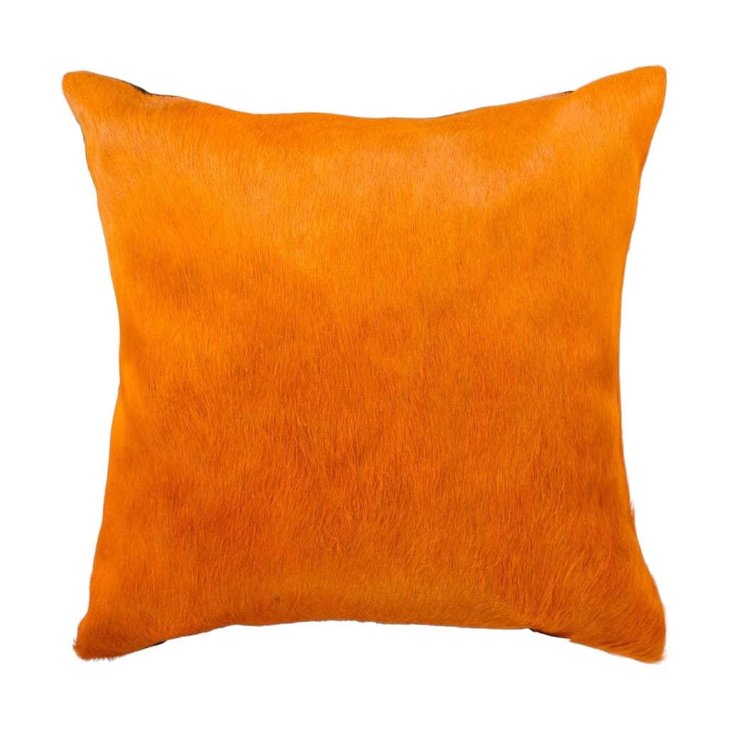 HomeRoots Set of Two 18" Orange Cowhide Throw Pillows
