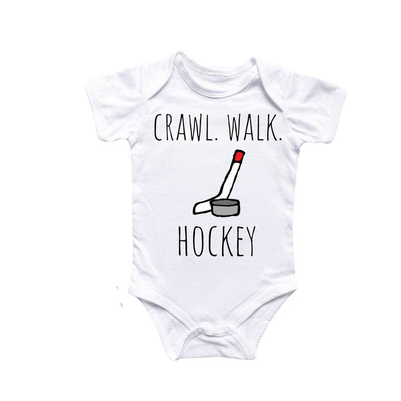 Ice Hockey - Baby Boy Girl Clothes Infant Bodysuit Funny Cute Newborn 3 - Natural - 0-3M