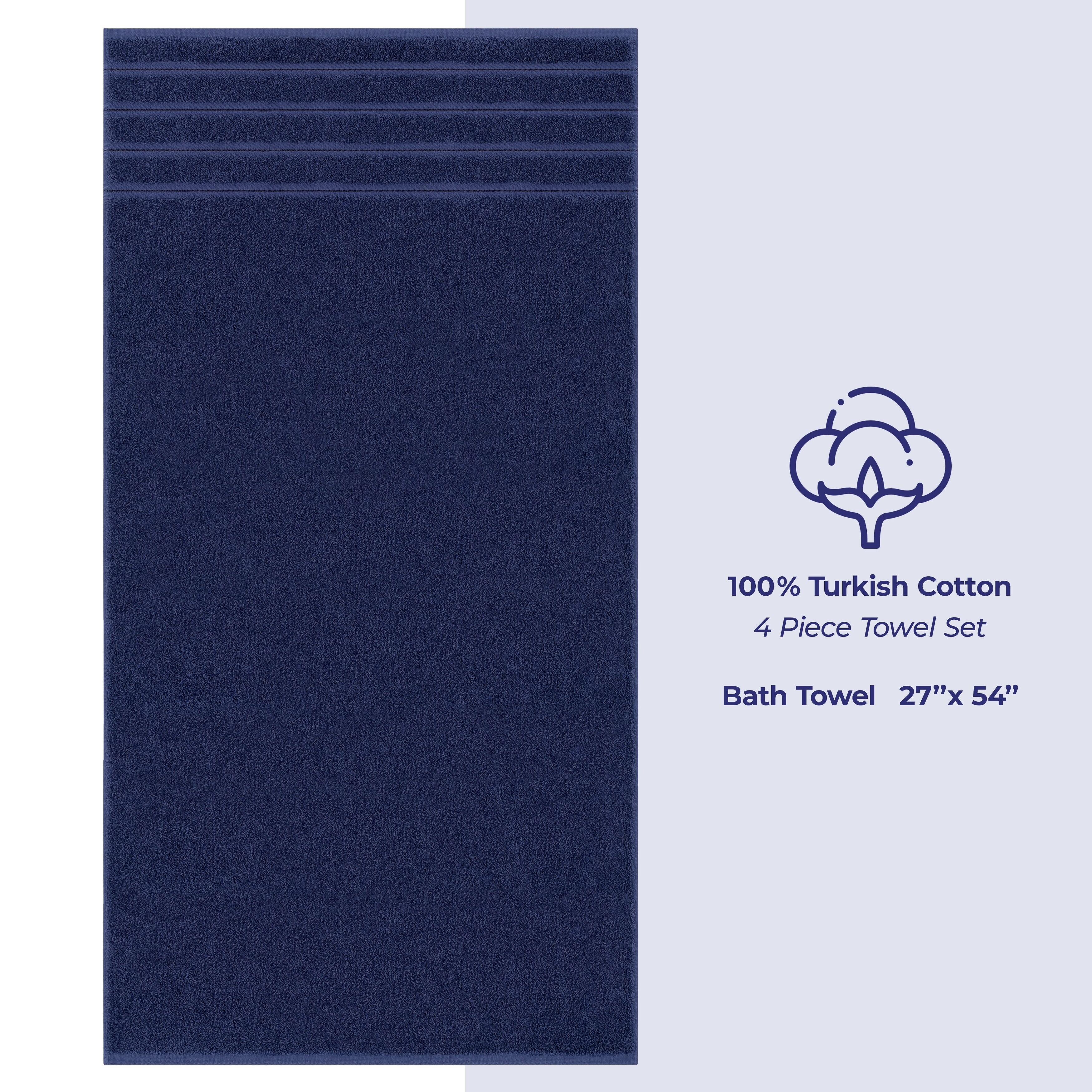 American Soft Linen Luxury 4 Piece Bath Towel Set, 100% Turkish Cotton Bath  Towels for Bathroom, 27x54 in Extra Large Bath Towel