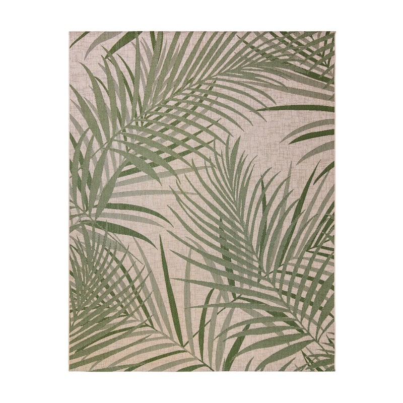 Gertmenian Paseo Paume Green Casual Palm Leaf Flatweave Indoor/ Outdoor Area Rug