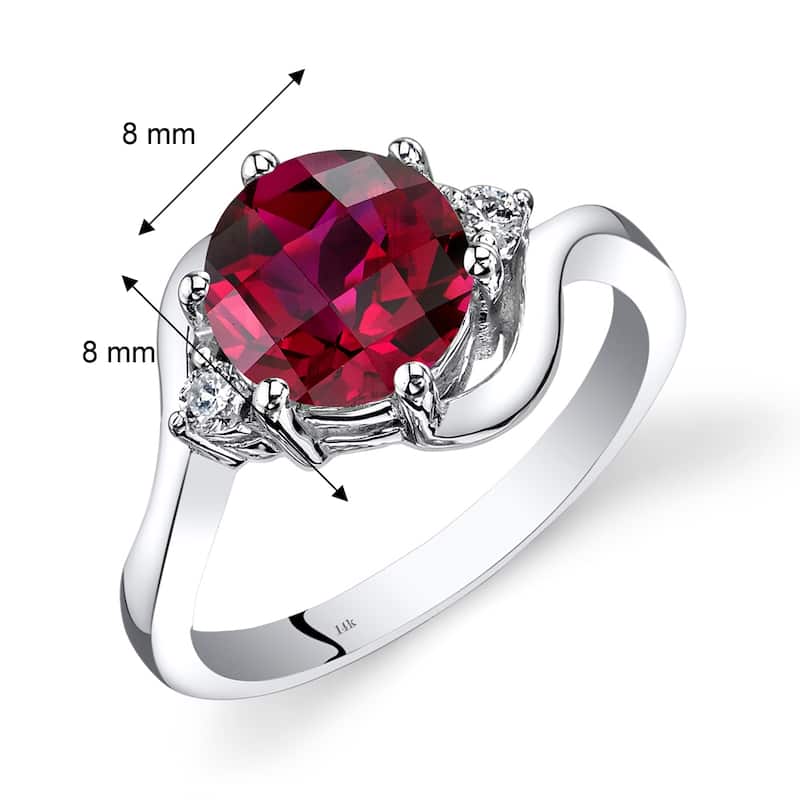 14k White Gold 2.5ct Created Ruby and Diamond Ring