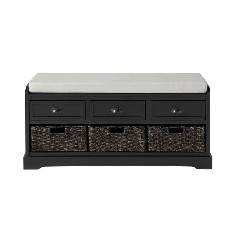 homes collection wood storage bench - Black