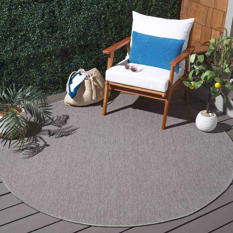 SAFAVIEH Sisal All-Weather Ajrie Indoor/Outdoor Waterproof Patio Backyard Rug - 5'3" Round - Grey