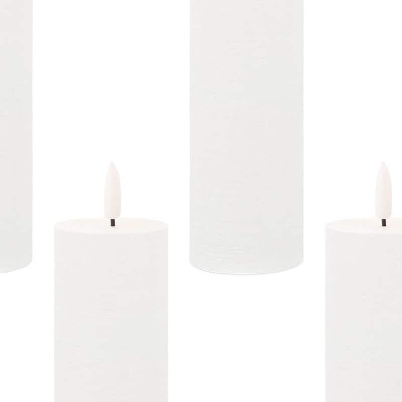Set of Four White Flameless Pillar Candles