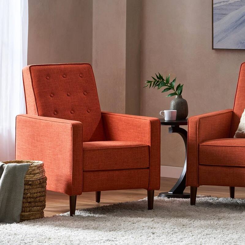 Mid-Century Modern Fabric Recliner Chair with Birch Legs by Christopher Knight Home