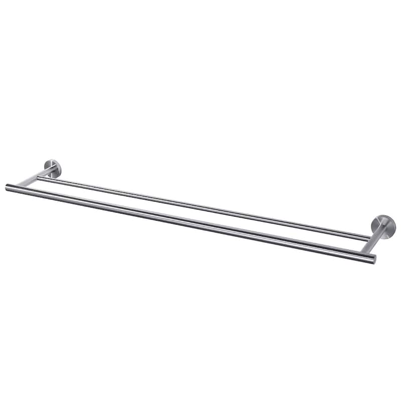 WOWOW Wall Mounted Stainless Steel Double Towel Bar - 36-inch - Brushed Nickel