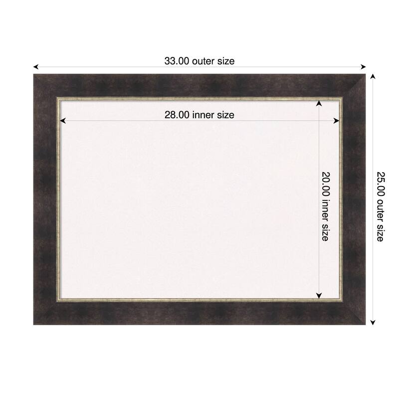 Odin Antique Bronze Wood Framed Cork Board - Bulletin Board, Organization Board, Pin Board - White - 33 x 25 in