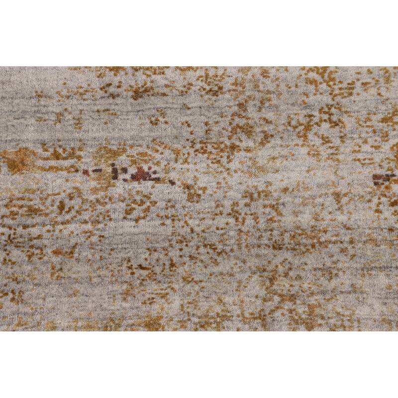 Abstract Indian Area Rug Hand-Knotted Wool Carpet - 6'0" X 9'2"