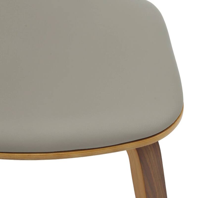 Clivo Leather Dining Chair with Open-Back and Poplar Wood Legs for Kitchen or Dining Room Set of 2