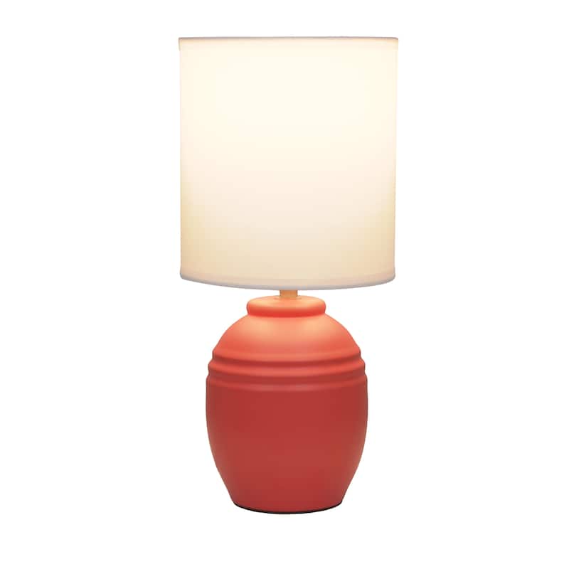 Ceramic Mini Jar Table Lamp with Fabric Drum Shade for Bedroom, Living Room - 6 x 6 x 13 in. (L x W x H)