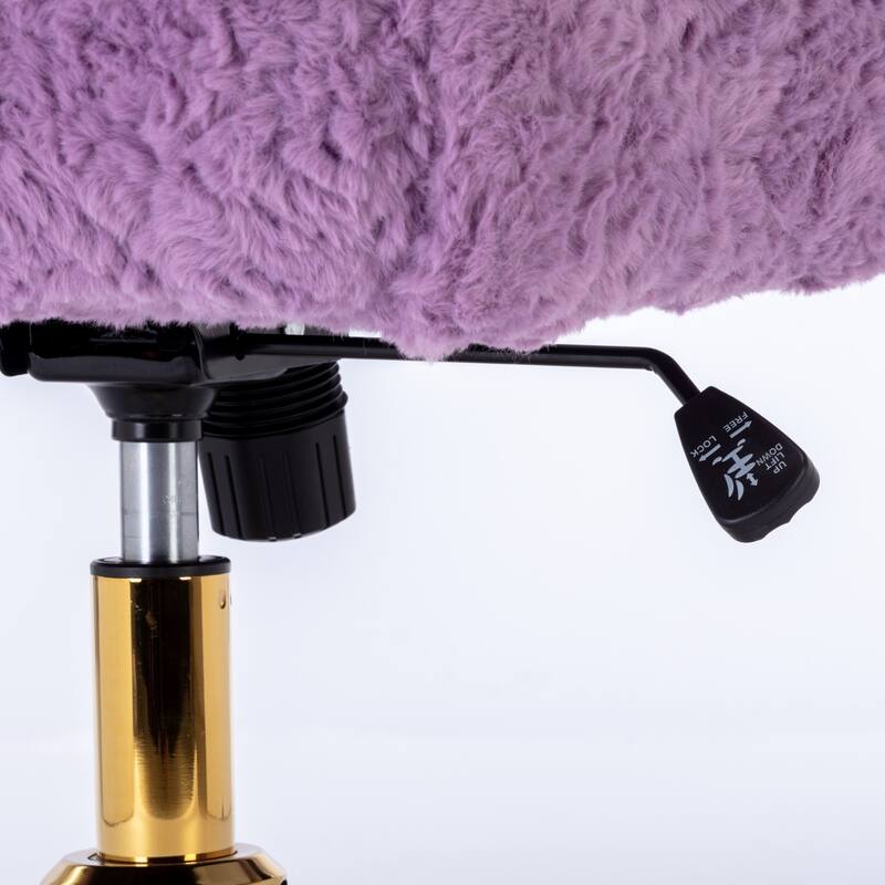 Artificial rabbit hair Swivel Home Office Chair with Golden Metal Base Adjustable Desk Chair