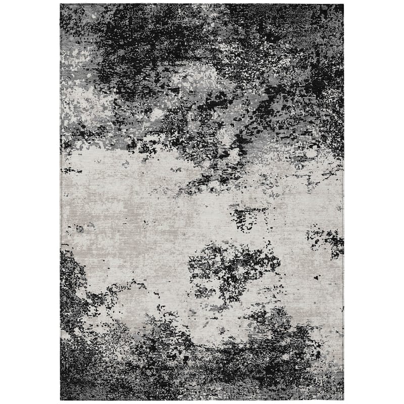 Machine Washable Indoor/ Outdoor Abstract Pixels Chantille Rug