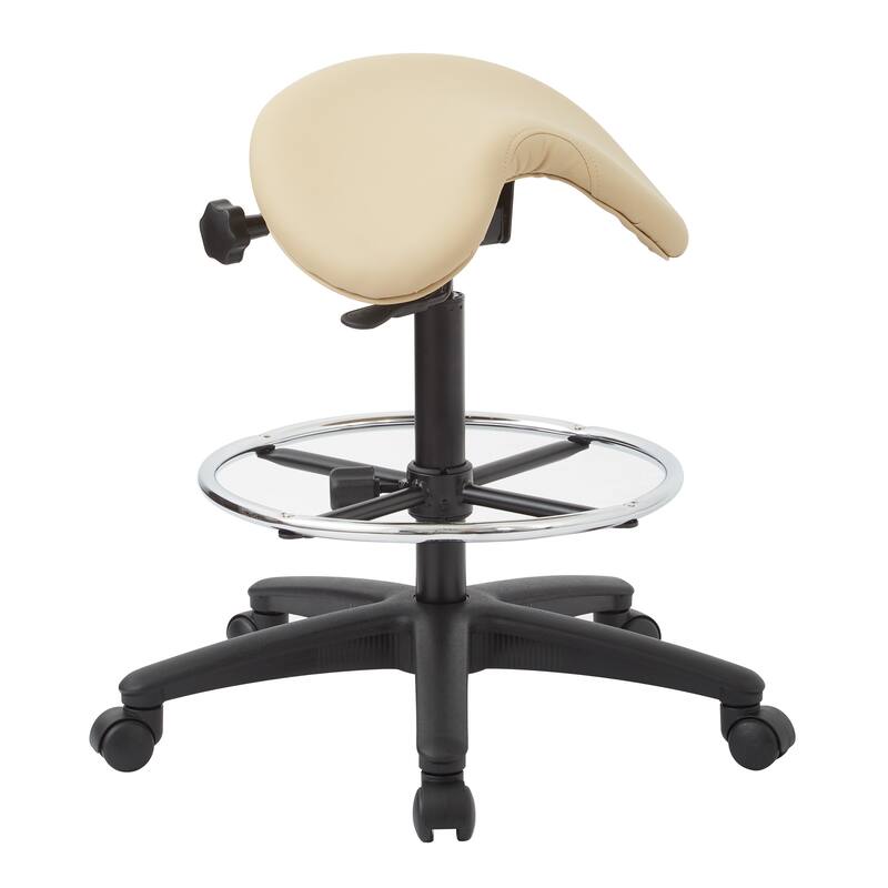 Backless Stool with Height-adjustable Saddle Seat - dillon buff