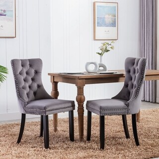 Dining Chair Sets of 2 Luxury Velvet Tufted Back Accent Chair with Wood ...