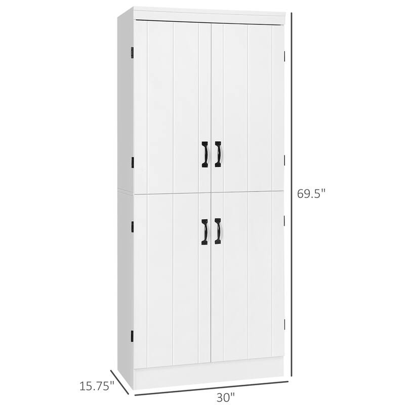 Freestanding Kitchen Pantry, 6-tier Shelving with 2 Adjustable Shelves