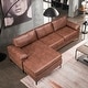 preview thumbnail 45 of 51, Ovios Mid-Century Top-Grain SUEDE Leather Chaise Sofa With Cushions Metal Legs