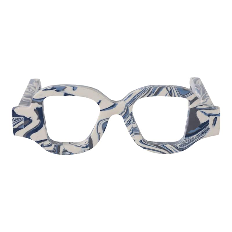 Stone Decorative Object Eyeglasses Shape Carved Sculptural Accent - 9" x 8" x 3"