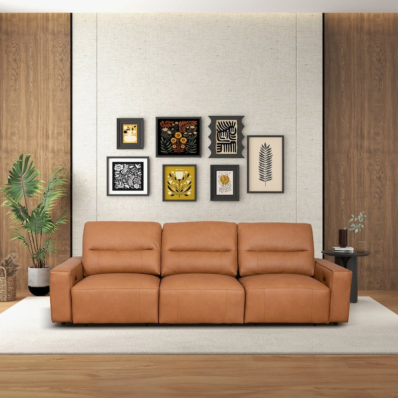 GDFStudio - Grant Top-Grain Leather Triple Power Convertible Sofa