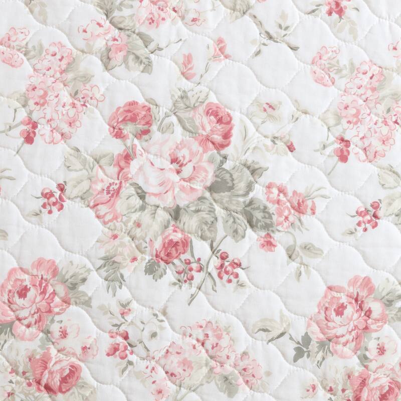 Laura Ashley Rosemoore Cotton Reversible Green Quilt Set